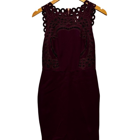 Ted Baker London | Women's Burgundy Lace Detail Cocktail Dress - Picture 1 of 9
